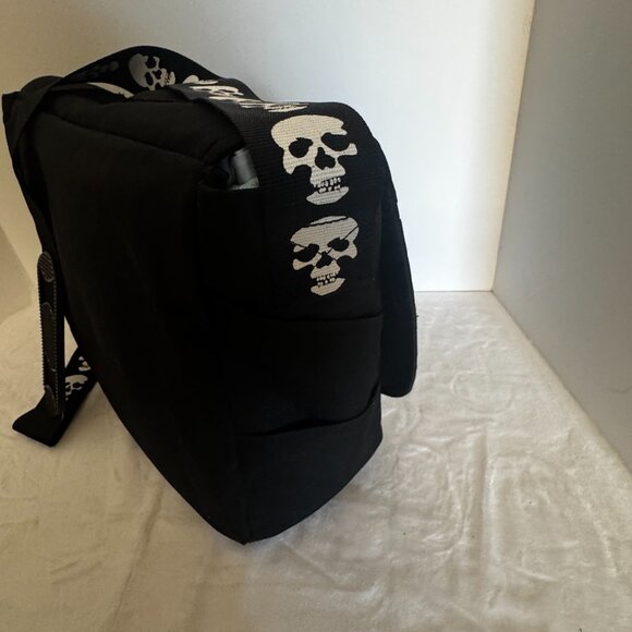 YakPak Shoulder Crossbody Flap Messenger Bag 16' Skulls Strap Black Canvas Zippe - Picture 14 of 15